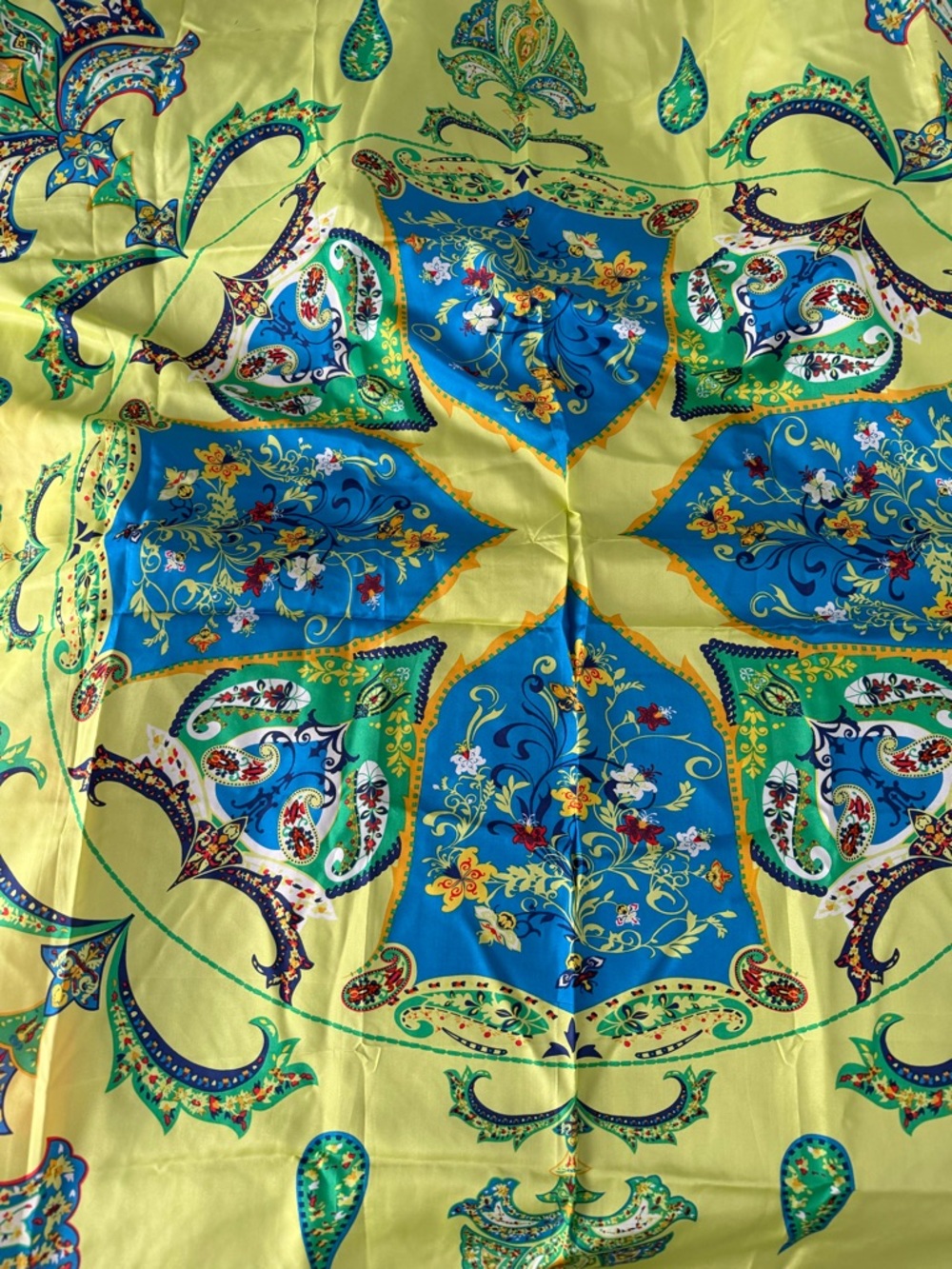 Vibrant Paisley scarf Yellow and Blue